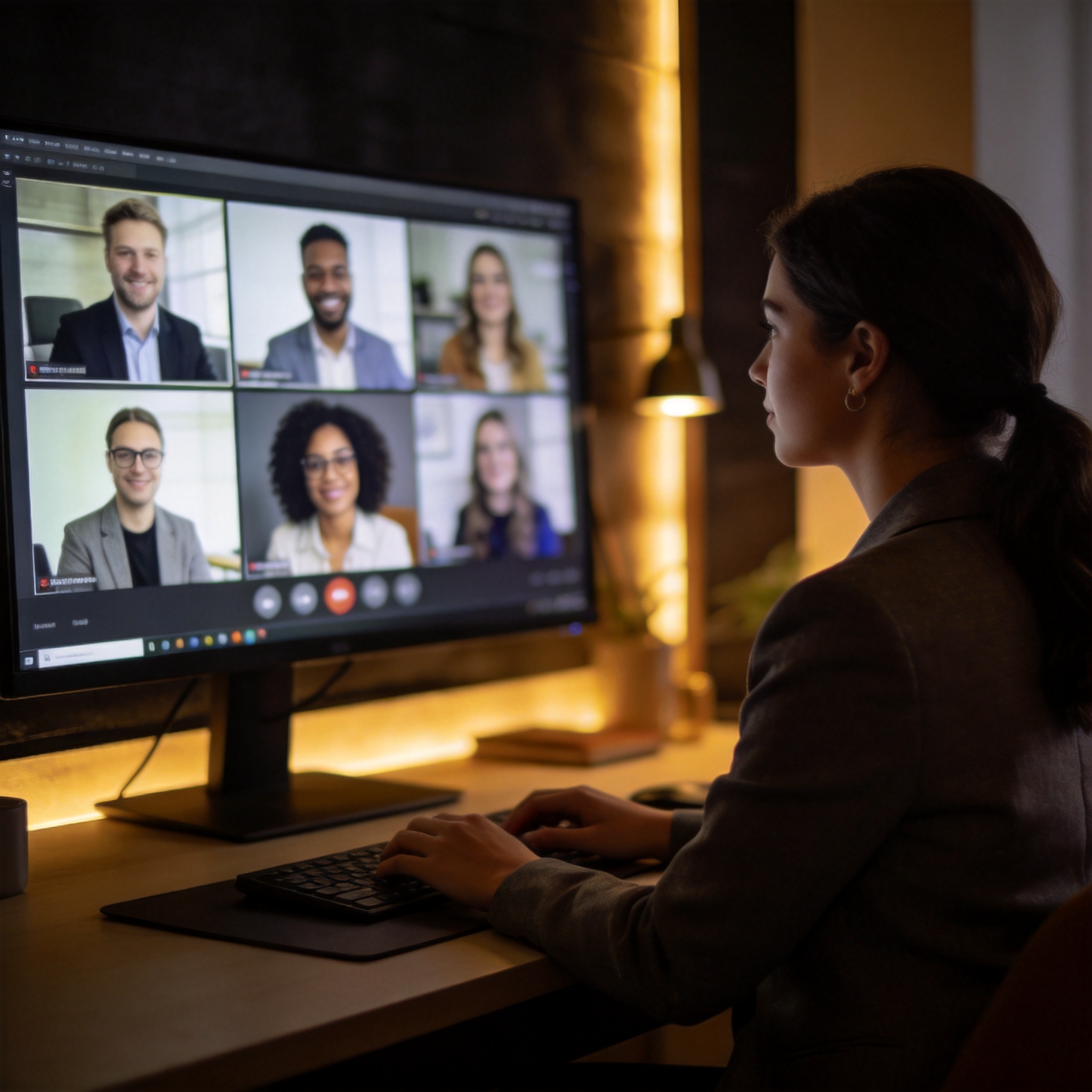 Professional working from home with video conference